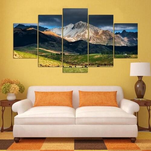 HD Home Decoration Printed Pictures Modern Canvas 5 Panel Mountain Landscape Living Room Painting Wall Art Modular Poster