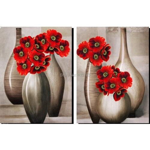 MODERN ABSTRACT HUGE LARGE CANVAS ART OIL PAINTING beautiful vase red flower paintings for decoration no framed