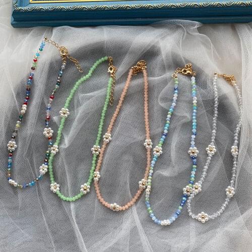 Korean Boho Bead Daisy Choker For Women Girls Trendy Ethnic Handmade Colorful Beaded Short Collar Necklace Party Gift