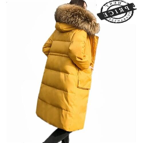 Winter Jacket Women 2021 New Korean Fashion White Duck Down Coat Ladies Long Clothes Big Fur Tops Chaqueta Mujer LWLaaa