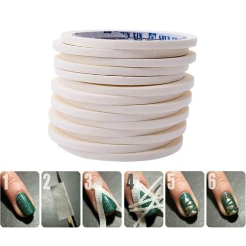 2Pcs DIY White Striping Sticker 5/12mm Nail Art Stripe Adhesive Tape Rolls Decoration Guide Design Tips Manicure Tools