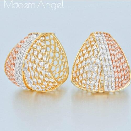 ModemAngel Fashion Luxury Special Shape Super Cubic Zirconia Naija Bridal Engagement Party Wedding Necklace Earring Jewelry