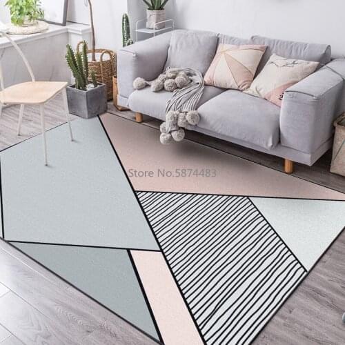 Fashionable Nordic Beauty Geometric Simple Gray Pink Triangle Bedroom Living Room Kitchen Floor Mat Carpet