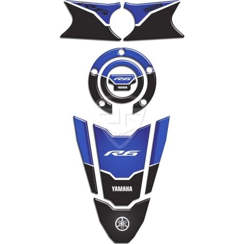 Motorcycle Gas Fuel Oil Tank Pad Plate Fork Protector decoration Sticker Blue Black for Yamaha YZF R6 YZF600 2017 - 2020