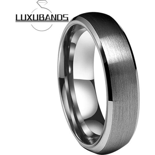 Wemens 6MM Tungsten Carbide Rings For Men Beveled Edges Engagement Domed Bands Brushed Finished Comfort Fit