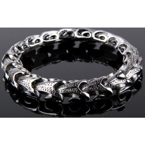 Men Punk Dragon Bracelet Titanium Retro Vintage Bracelet 316L Stainless Steel Snake Bracelet