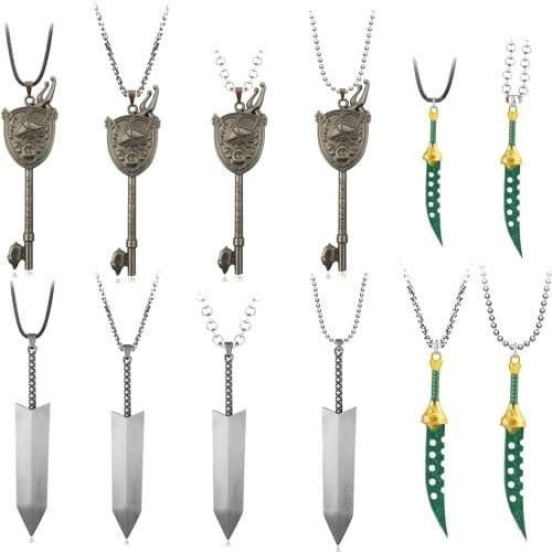 Anime The Seven Deadly Sins Necklaces Meliodas LostBane LostVayne Weapon Metal Pendant Chain Choker Charm Gifts Jewelry For Men