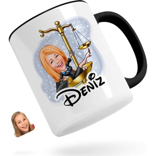 Personalized Women 'S Attorney Caricature Of Black Mug Bardak-4