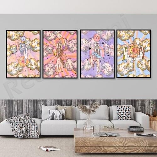 Zodiac poster, Cancer, Capricorn, Aries, Gemini, Aquarius poster, astrology poster, Aquarius decoration gift, witch decoration w