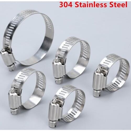 304 Stainless Steel Adjustable Pipe Clamps for Water Pipe Plumbing Dryer Vent Hose Clamps 5PCS/lot