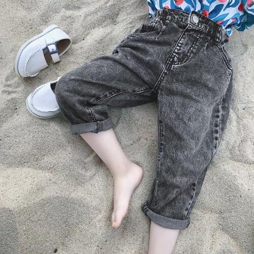 Unisex Girls Pants Kids Clothes Boys 2 To 6 Retro Black Denim Fall Bottom Pants Casual Loose Jeans Toddler Pants for Spring