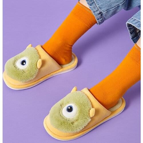 Cotton Slippers Female Cartoon Big-eyed Cute Couple Household Indoor Non-slip Men Men Slippers Home Slippers Mens Shoes
