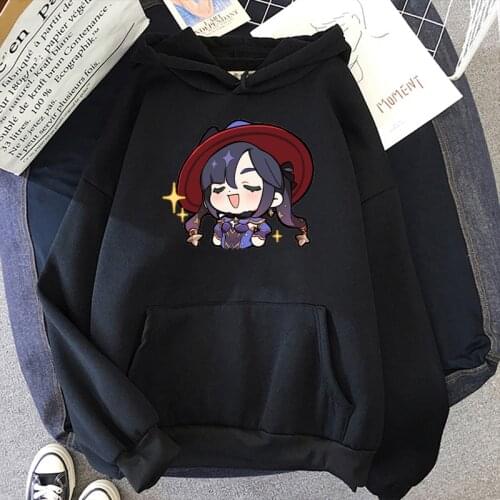 Genshin Impact Harajuku Hoodie Women Kawaii Mondstadt Mona Long Sleeve Sweatshirts Cute Cartoon Print Harajuku Pullover Female