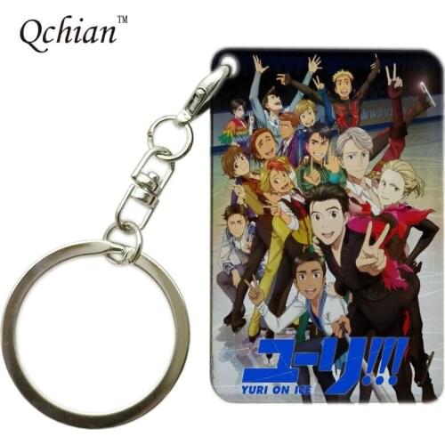 Japanese Anime YURI!!! on ICE Keychain Holder for Cars Bags Pendants Victor Nikiforov Yuri Katsuki Pendant Charm Keyring