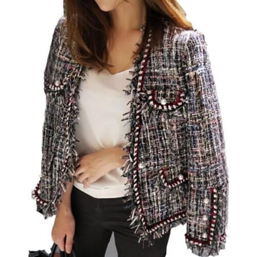 New Woolen Overcoat Women Tweed jackets Women V Neck ol short coat
