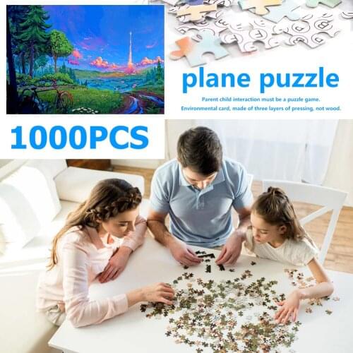 1000pcs DIY Cartoon Puzzle Children Portable Interactive Present Natural Rural Jigsaw Educational Toys for Kids Adults
