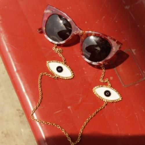 2021 New Exaggerated Vintage Personal Enamel Eye Sunglasses Chain Novelty Patchwork Large Evil Eye Gold Chains For Mask