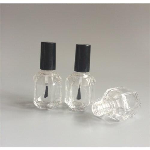 25pcs/lot 15ml Six Face Shape Empty Nail Polish Bottle Portable Brush Nail Art Container Glass Nail Oil Bottles