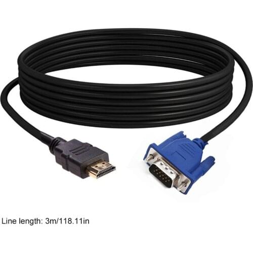 3/5m Gold Plated Connectors HDMI-compatible Male to VGA HD-15 Male Adapter Cable Cord for DVD HDTV Reliable