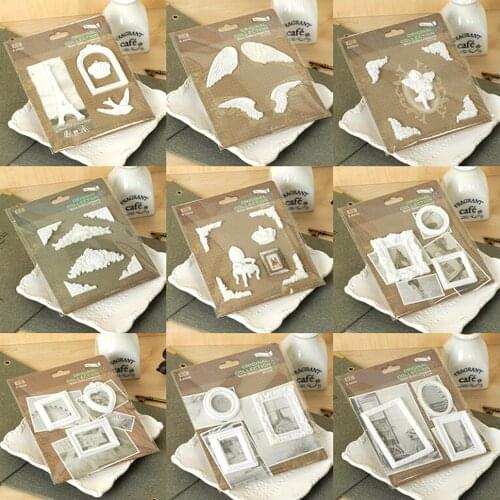 9 sets /lot) mix designs white resin shapes / decorative resin frames embellishments collection
