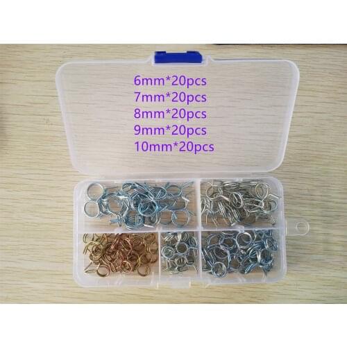 Free shipping Custom 100pcs M6-M10 Fuel Line Hose Tubing Spring Clips Clamps Assortment Kit for Motorcycle Scooter ATV