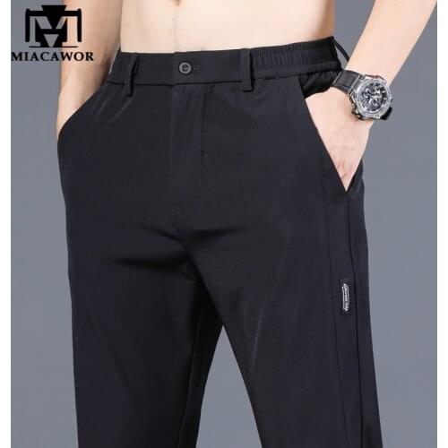 New Spring Summer Mens Casual Pants Business Black Gray Classics Straight Fashion Thin Trousers Plus Size 28-38 K156