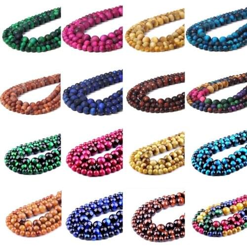 Natural Royal Blue Lapis Lazuli Tiger Eye Stone Beads 6/8/10/12MM Round Bead For Making Pendant Bracelet Jewelry 7.5''-15.5