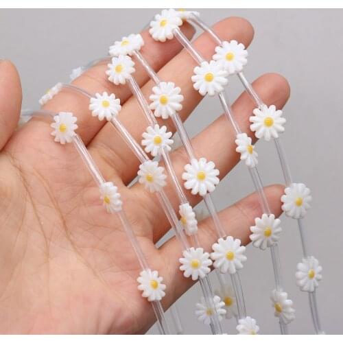 5pcs New Natural White Freshwater Sunflower Shell Loose Beads for Necklace Bracelet Jewelry Making Women Gift Size 10mm 12mm