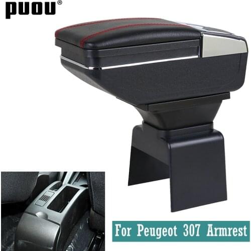 For Peugeot 307 central container armrest box PU Leather auto car-styling central Store content box cup holder accessories