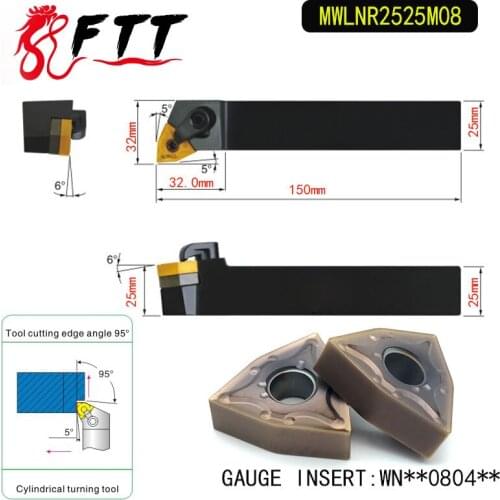 MWLNR2525M08 95 Degree External Turning Tool Holder For WNMG080404 WNMG080408 Used on CNC Lathe Machine
