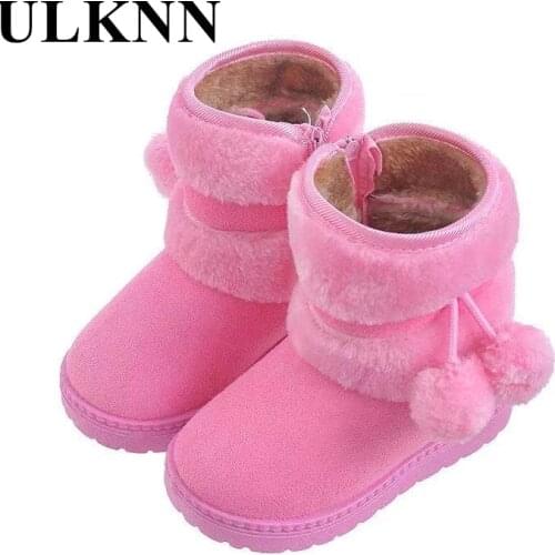 Baby Snow Boots Girls Winter Non-slip Short Boots Boys Children Plus Velvet Thick Cotton Shoes Waterproof 1-10 Years Old