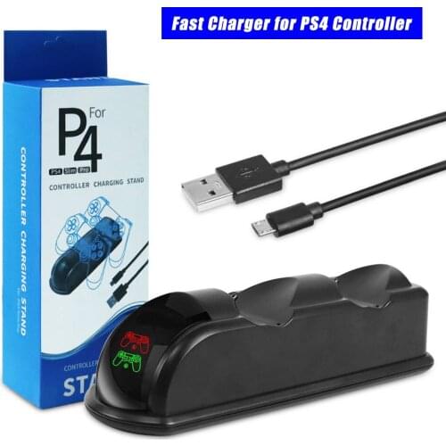USB Fast Charging Dock Station for PS4 Controller Dual Charger Stand with LED Display Gamepad Base for PlayStation 4/Pro/Slim