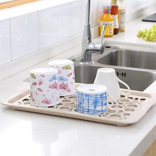 Double Layer Rectangular Plastic Draining Pate Tray Creative Fashion Multifunctional Fruit Plate Desk Kitchen Storage Rack