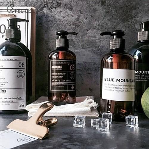 500ML Bath Refillable Bottle Shower Gel Shampoo Press Bottles Dispenser for Soap Bathroom Storage Jar Nordic Smooth Dispenser