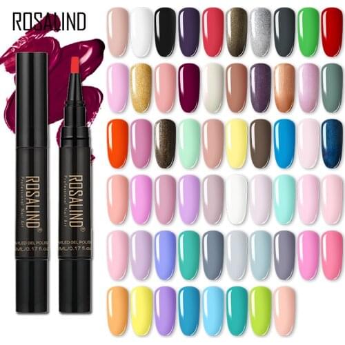 ROSALIND Gel Nail Polish Pen 58 Colors Base Top Coat UV LED Gel Pen Varnish Lacquer Nail Art Hybrid Easy To Use Soak Off Gel