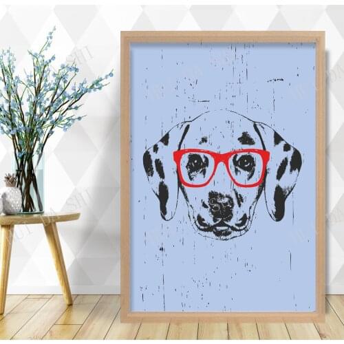 Grunge Style Art Dog Print Dalmatian SKETCH Glasses Picture Poster