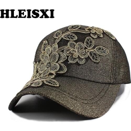 HLEISXI Top Fashion Adult Women Floral Baseball Cap Summer Adjustable Casual Caps Snapback Lady Colorful Gold Hat Girls Gorras