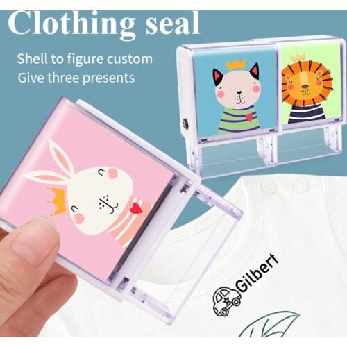 Customized photo Name Stamp Personal Student Child Baby Engraved Waterproof Non-fading Kindergarten Cartoon Clothing Name Seal