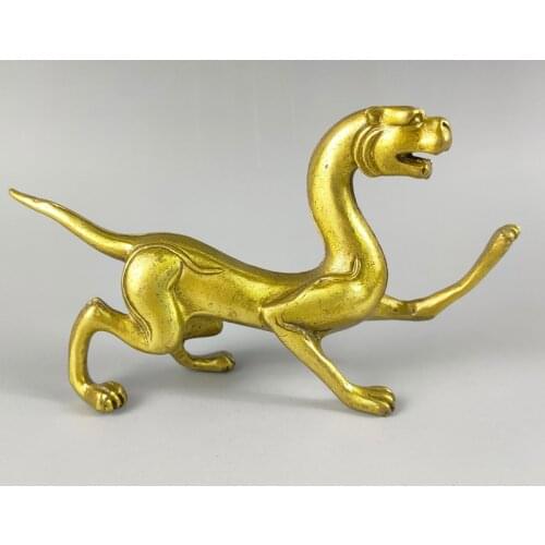 Exquisite Collectible Home Decoration Old-style Brass Lifelike Divine Beast in Ancient Chinese Mythology Noble Statue