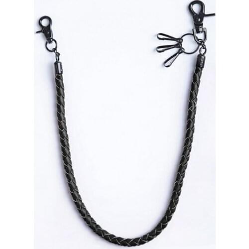 Black Rope Leather Waist Chain Wallet Chain for Men Biker Punk Key Chain Fashion Accessory