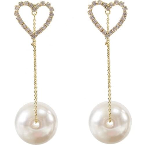 LANFLORA fashion Romantic pearl women long copper alloy earrings Classic bulk wholesale earrings