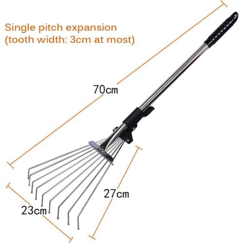 Scalable Garden Rake Extendable Leaves Rake With Flexible Teeth Rod For Garden Backyard Lawn Farm Street 9 Teeth