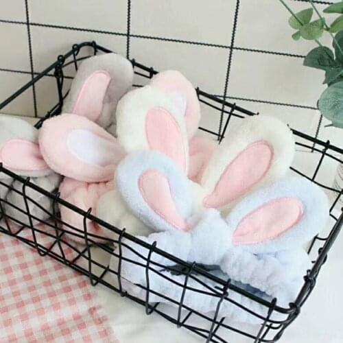 Cute Bunny Ear Makeup Headbands for Washing Face Shower Spa Mask Soft and Cute Rabbit Ear Hair Bands for Women and Girls