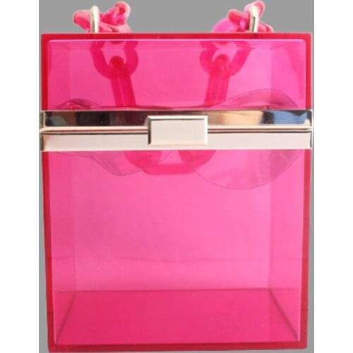 Fashion Transparent bag women evening party purses bag bridal wedding cocktail tote holiday bags hard clear acrylic square box