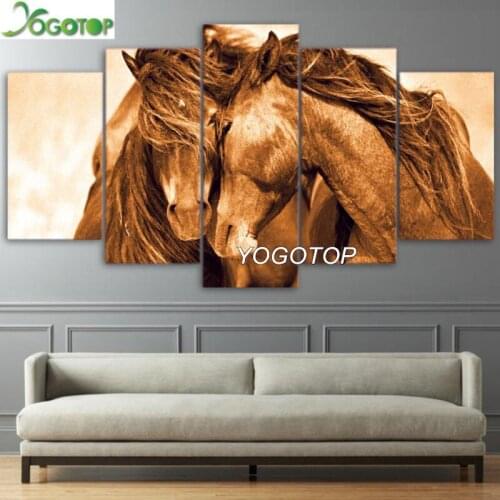 Diy Diamond Painting Red Horse Animal 5D Full Drill Mosaic Diamond Embroidery puzzle Home Decor 5 Pieces ML1223