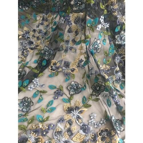 Nigerian Mesh Net Lace Fabric African J-2986816 Lace Fabric High Quality French Mesh Tulle Lace Fabric with beads