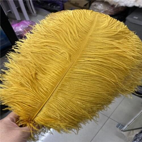 Factory 50pcs/lot Beautiful Gold Ostrich Feather 40-45cm/16-18inches Carnival Home Craft for Jewelry DIY Feathers for Crafts