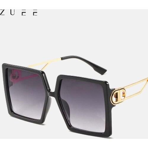 Driving Glasses Women Oversized Square Frame Letter D Sunglasses Vintage D shape Oversized Frame Popular Fashion Glasses