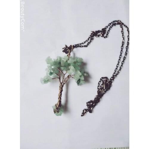 Fashion Jewelry Diy Handmade Multicolor Natural Stone Life Tree Necklace Women Wedding Bohemian Elegant Long Necklace