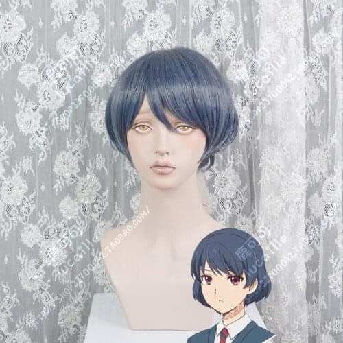 Anime Domestic na Kanojo Rui Tachibana Cosplay Wigs Blue Short Hair Synthetic Cosplay Wigs + Wig Cap